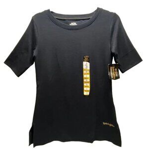 Noble Outfitters Tug Free Women's Small Black Elbow Length Sleeve Gold Logo NWT